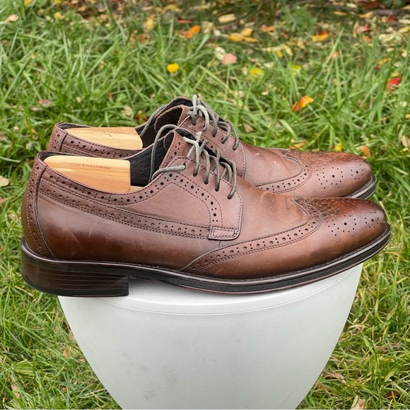 Donald J Pliner Shoes Mens 10 Brown Leather Wingtip Dress Oxfords Lace Up main image 14